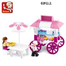Sluban Model font b Toy b font Compatible with Lego B0522 78pcs Girl Bread Diner Model