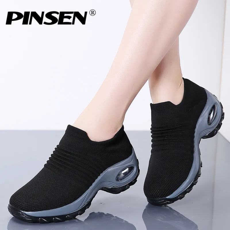 PINSEN/ г.; модная женская обувь на платформе; летняя повседневная обувь из дышащего сетчатого материала; Женская Удобная Обувь на воздушной подушке без шнуровки