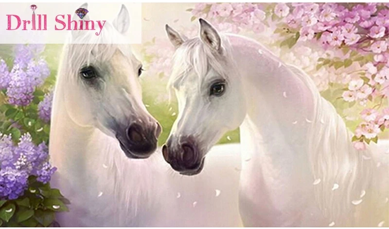 

5D diy diamond painting White Horse pictures cross stitch wall sticker full square drill rhinestone ribbon embroidery crafts