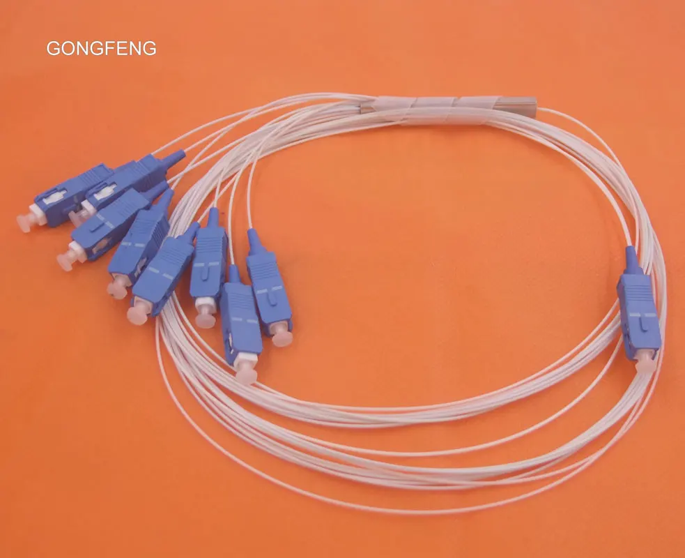 

10PCS New SC/PC Single Mode 1*8 Fiber Splitter PLC 0.9mm Bare Optical Fiber Mini Steel Tube Fiber Bundle Connector Free shipping