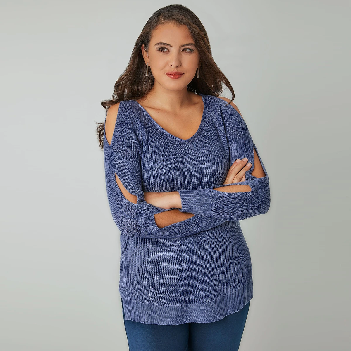 Kissmilk Plus Size Women Hollow Out Blue Scoop Neck Sweater 2018 Autumn New Arrival Solid Casual Pullovers Sweater for Female Kissmilk Plus Size Women Hollow Out Blue Scoop Neck Sweater 2018 Autumn New Arrival Solid Casual Pullovers Sweater for Female