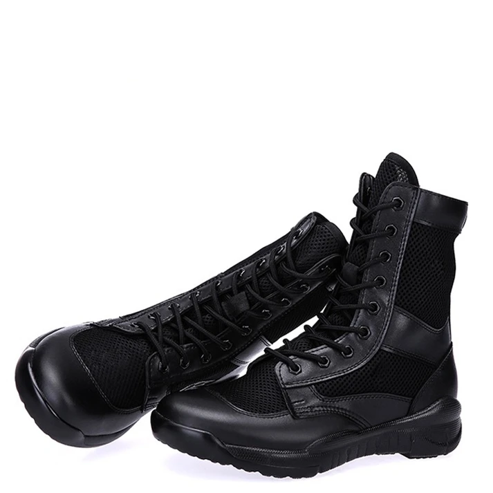 Модные мужские военные ботинки из водонепроницаемой дышащей кожи; мужские тактические ботинки;# WG166 - Цвет: black