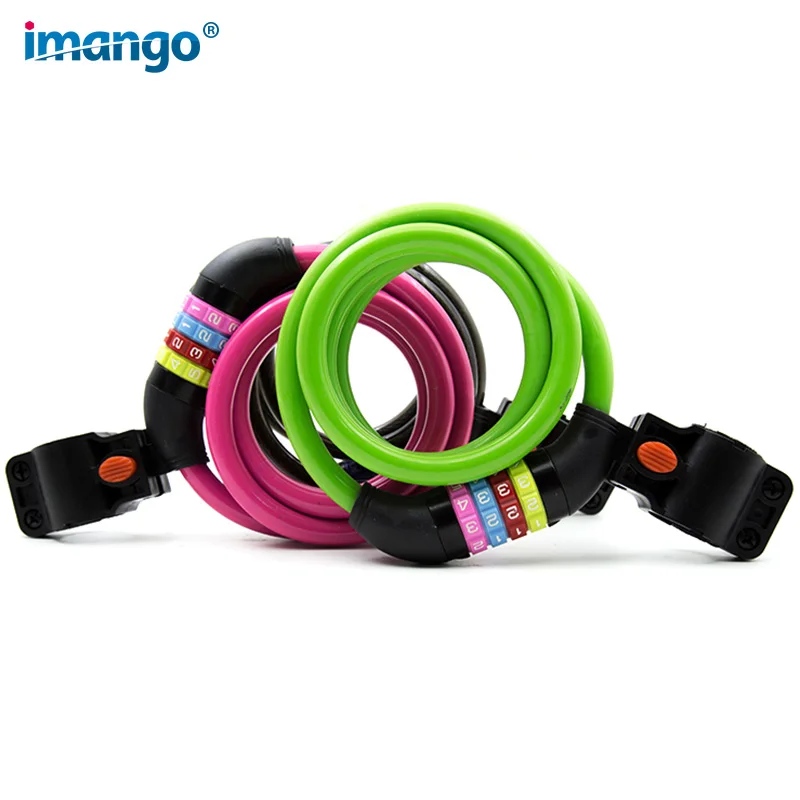 

Bike Bicycle Lock Resettable Combination Security Cable Lock Self Coiling Cable Lock , with Mounting Bracket for Outdoor Cycling