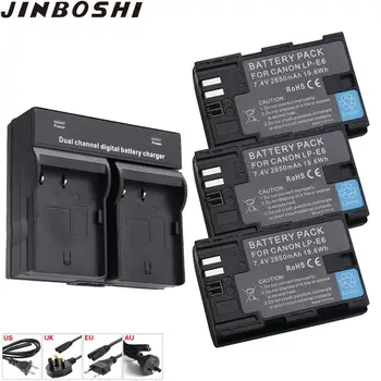 

3pcs LP E6 LP-E6 LP-E6N LPE6 Li-ion Battery with LED Dual Charger for Canon EOS 6D 7D 5DS 5DSR 5D Mark II 5D 60D 60Da 70D 80D