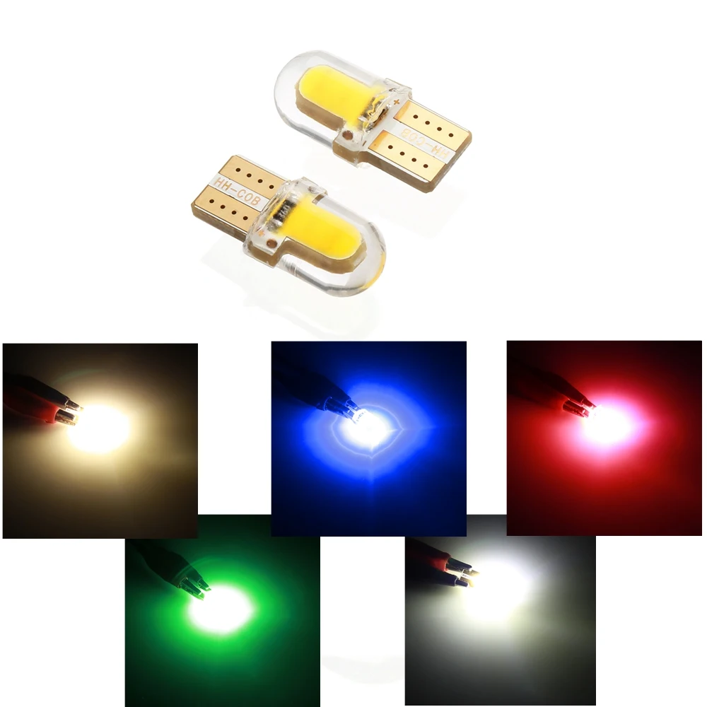 

2 Pieces T10 Led Car Light Bulb 194 W5W 168 LED COB Silica Turn Side License Plate Light Lamp Bulb DC 12V Wedge Clearance Lamp