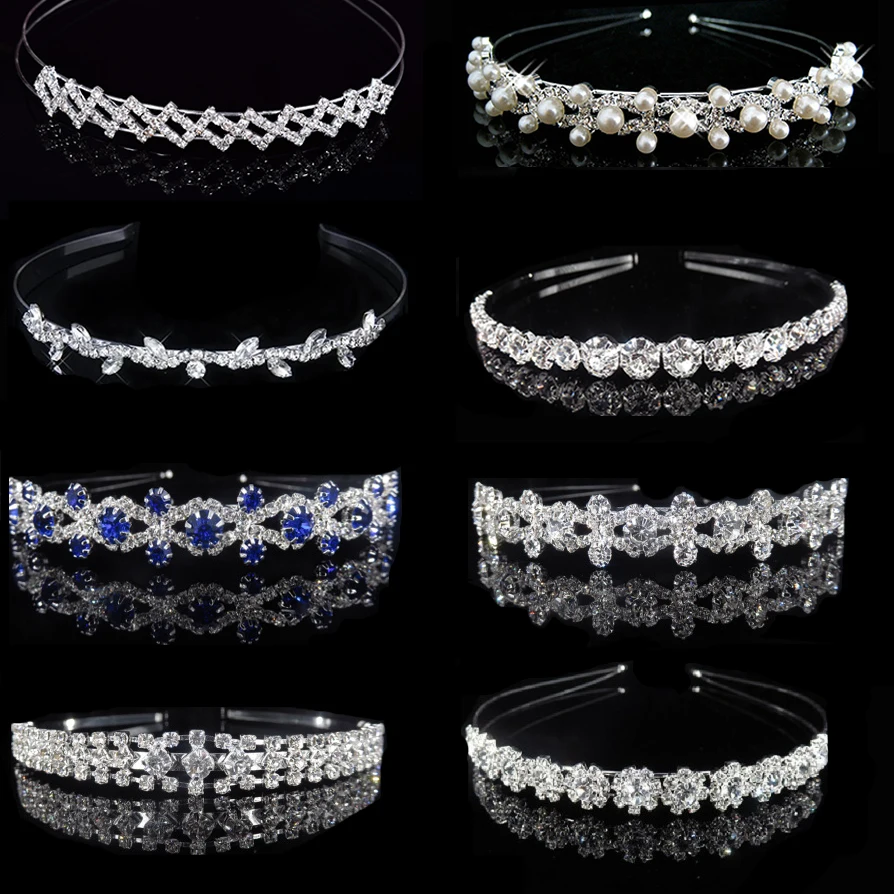 

New Hair Band Wedding Hair Accessories for Women Girls Headband Hair Ornaments Headpiece Blue Crystal Silver Crown Hair Jewelry
