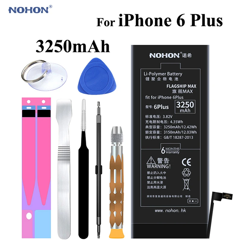 Аккумулятор Nohon для iPhone 6, 8 Plus, 6 Plus, 6 P, 8 P, 1810 мАч-3360 мАч, аккумуляторы+ инструменты для Apple iPhone 6, 8 Plus, 6 P, 8 P батарея