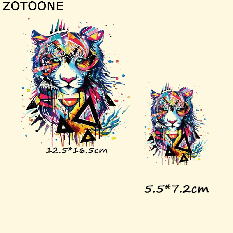 

ZOTOONE Applique Heat Transfer Patch Iron on Transfers for Clothes T Shirt Dress Vintage Animal Tiger Washable Thermo Stickers E