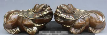 

Chinese Fengshui Pure Bronze Wealth Money Pixiu Brave Troops Beast Statue Pair