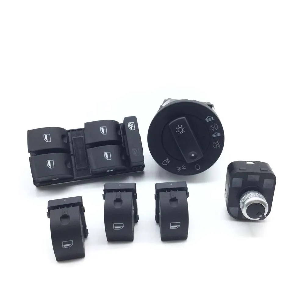 

6pcs Window Panel Headlight + Mirror Switch Control For Audi A4 B6 Sedan 8E0941531A,8ED959851,8E0959855,4FD959565,8E0 941 531A