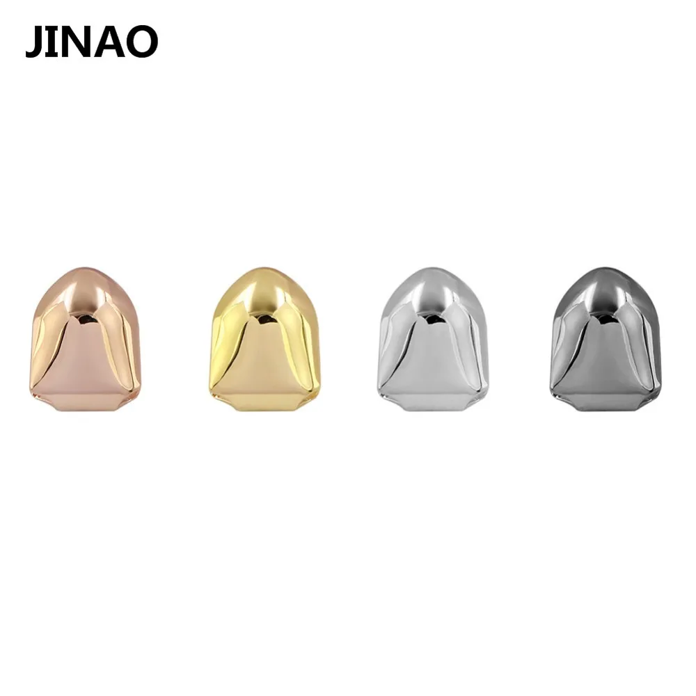 

JINAO Gold Sliver Color Single Tooth Bling Teeth Trendy Rock Rapper Hip Hop Caps Mold Top & Bottom Grill Body Jewelry