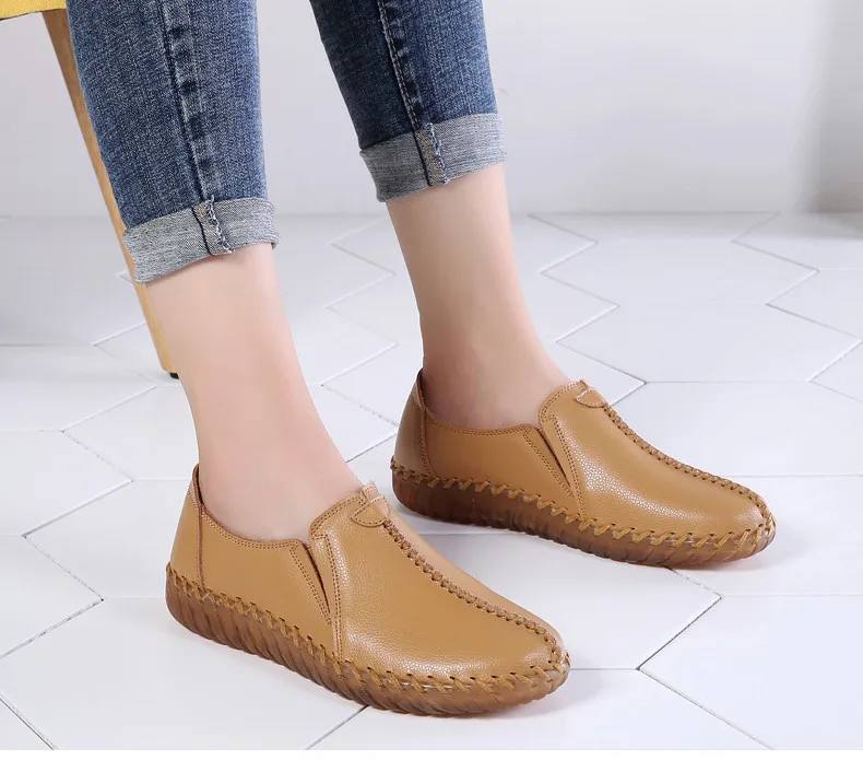 CAGILKZEL 2019 New Woman Shoes Casual Genuine Leather Shoes Women Loafer Slip On Ladies Shoes For Women Moccasins slipony (7)