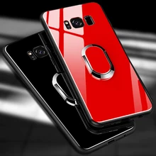 Tempered Glass Protective Magnetic Phone Case For Samsung Galaxy s8 s9 Plus Note 8 360 Hard Full Cover Case With Ring Holder
