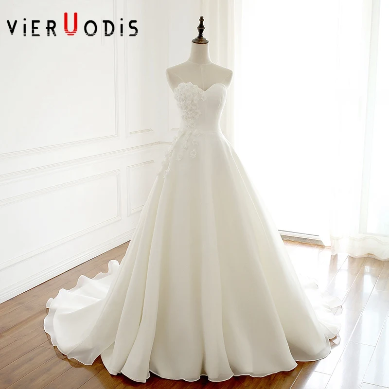 Best Hot Strapless Simple Casamento A Line White Ivory Vestido De Noiva 2019 Beach Wedding Dresses Court Train Weeding Dress 2020 1