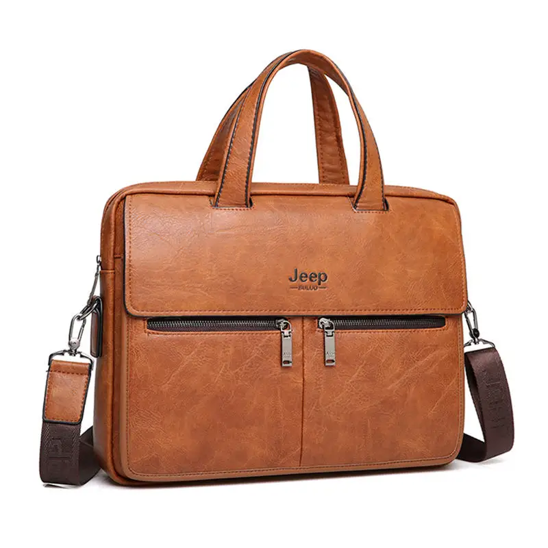 Мужские деловые сумки jeep buluo, оранжевый портфель для ноутбука 14", сумка из спилковой кожи, деловой портфель для путешествий, все сезоны - Цвет: Orange 8002