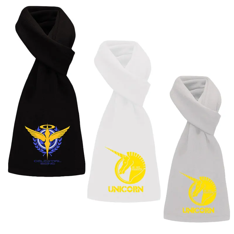 Зимний Теплый Бархатный шарф унисекс в стиле аниме Gundam UC Celestial As Warp-Knit флисовые