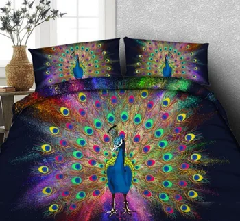

Peacock Bedding set 3D bed sheets linen Cal California King Queen size duvet cover bed in a bag bedset bedspread twin full 4PCS