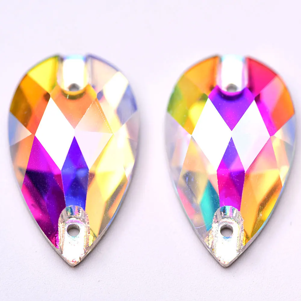 Высокое качество AAAA стеклянный кристалл в форме слезы AB пришить стразы блестящие стразы для шитья алмазов для свадебного платья B3378 - Цвет: Crystal AB