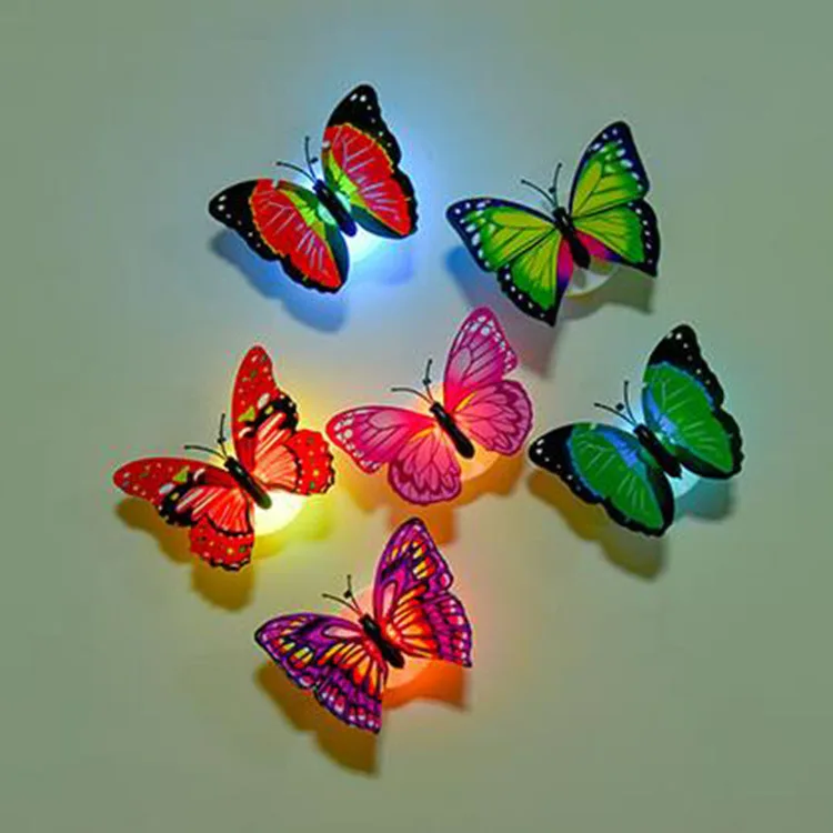 1 шт. креативный милый светодиодный стикер с красочными бабочками на стену s ABS ночной Светильник украшение для дома Наклейка на стену светящаяся бабочка