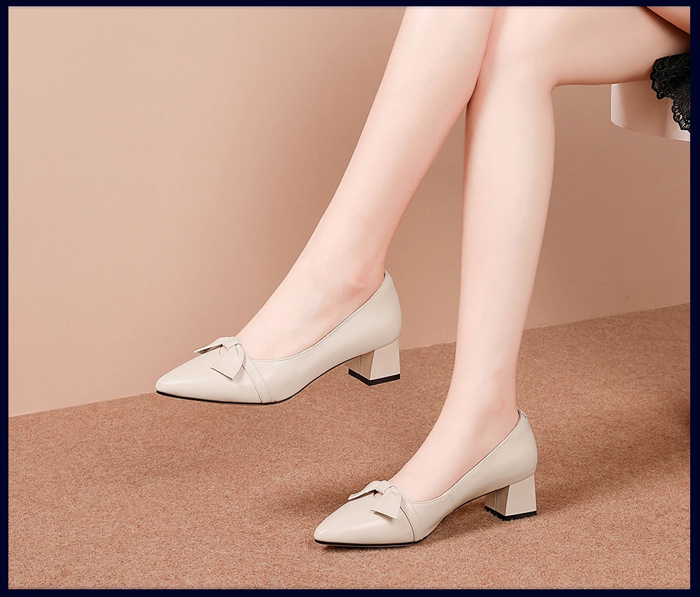 SOPHITINA Повседневное из натуральной кожи; квадратный каблук; женские туфли-лодочки; Модный бант-бабочка; пикантная обувь Острый носок туфли-лодочки для женщи SO214