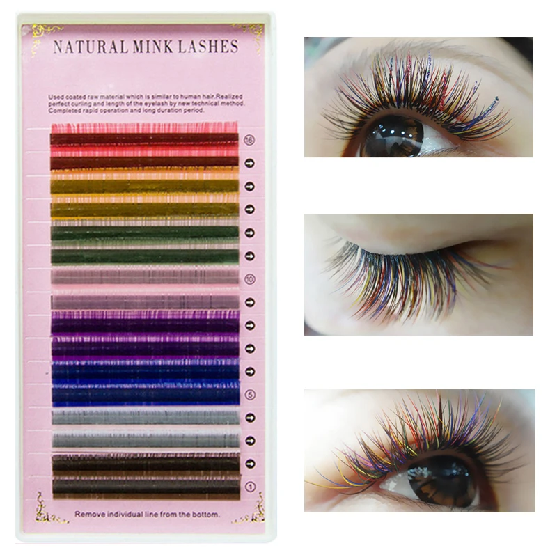

ICYCHEER 16rows macaron 8 Colors Rainbow Colored Eyelash Extension Faux Mink color eyelashes colorful eyelash maquiagem cilios