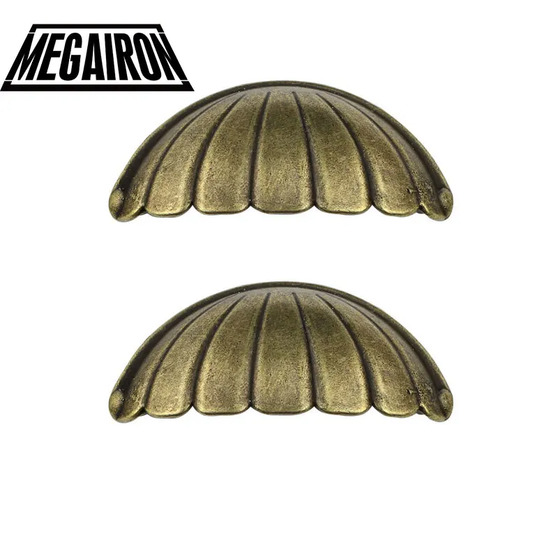 MEGAIRON Metal Kitchen Drawer Cabinet Door Handle Furniture Knobs
Hardware Cupboard Antique Brass Shell Pull Handles 78*36MM