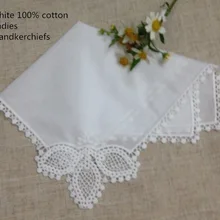 48 шт/лот Модные женские носовые платки 11,5x11," кружево с хлопковой вышивкой Свадебные носовые платки Детские Hanky