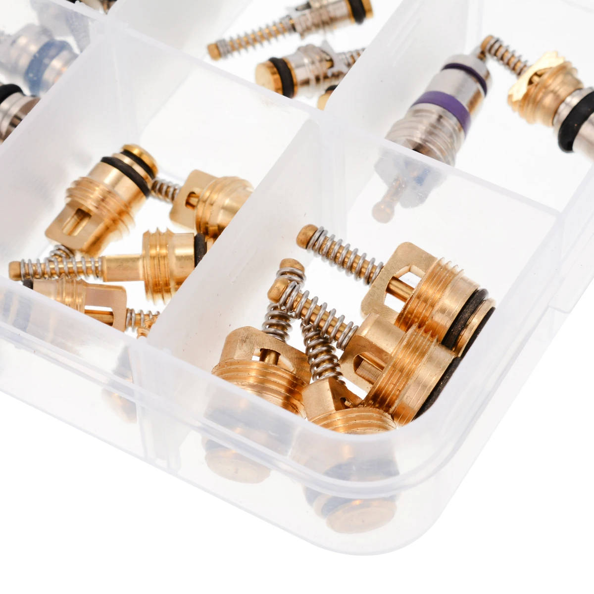 Mayitr 134pcs/box AC A/C Valve Core Assortment Kit For R12 R134A Air Conditioning Copper & Brass Tools Accessories