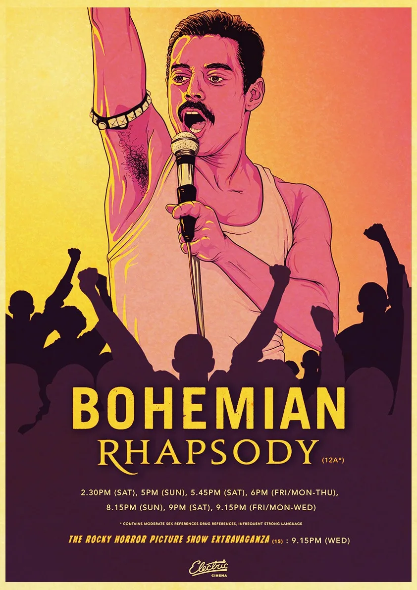 Винтажный богемный Rhapsody Фредди Меркури Queen 2018 музыкальный кинопостер крафт