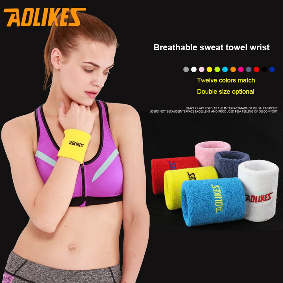 1PCS 8 colors gym yoga cotton sweat wristbands sport wrist brace support sweatband for tennis badminton running wrist sweat wristbands wrist sweatband