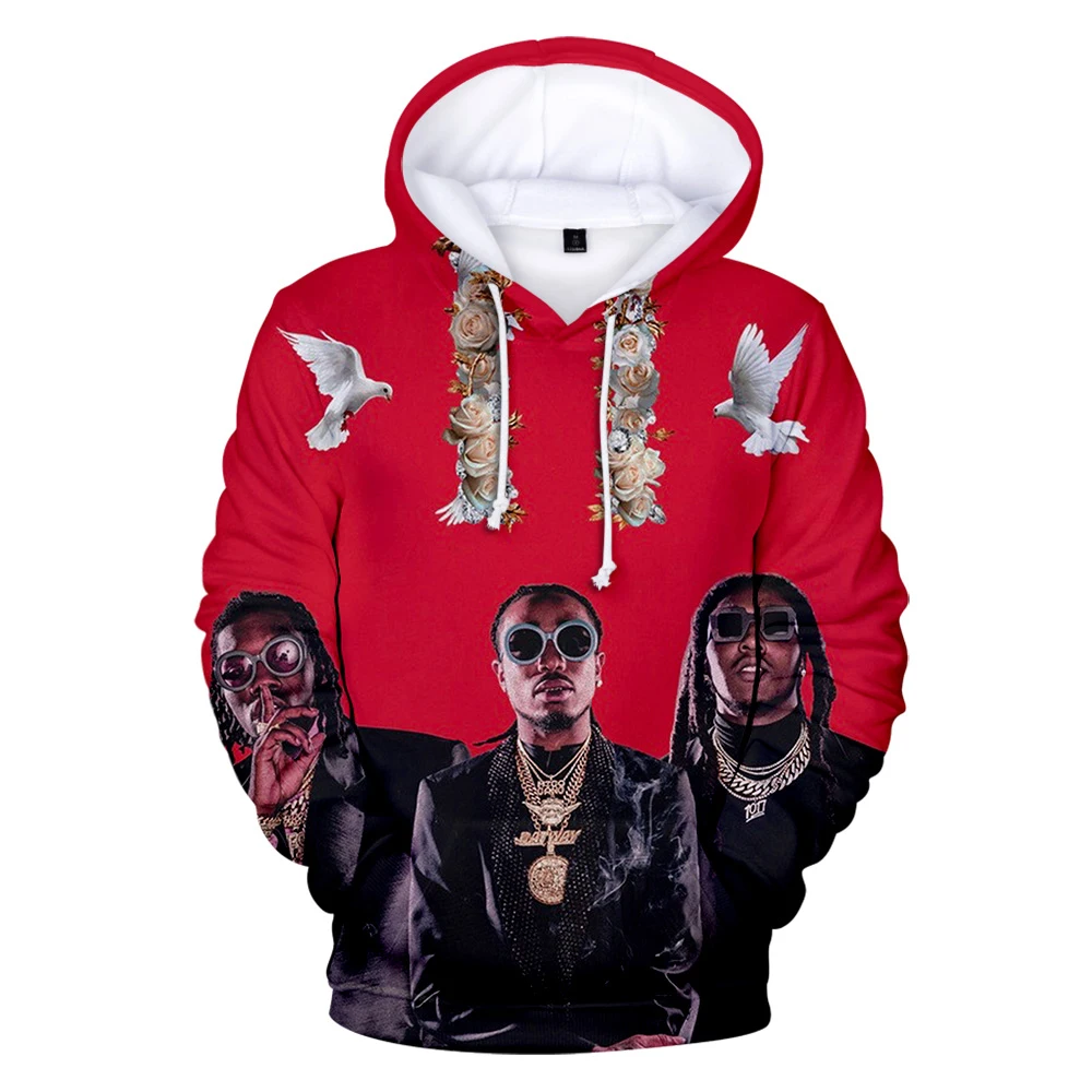 Толстовка с 3D принтом Rappre Migos Мужская/Женская толстовка в стиле хип хоп Quavo