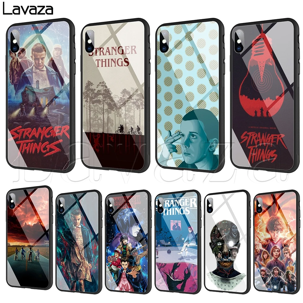 

Lavaza Stranger Things Tempered glass TPU Case for iPhone XS MAX XR X 8 7 6 6S Plus