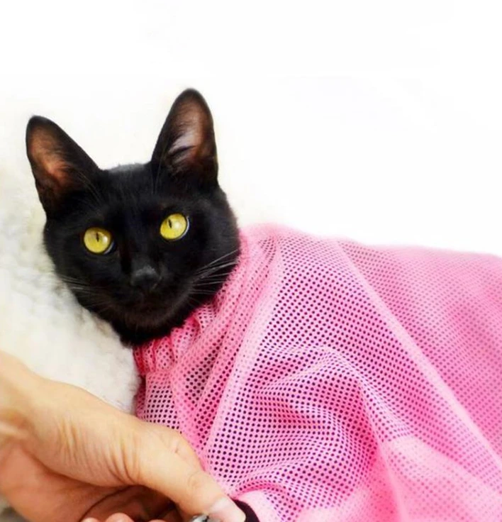 Mesh Cat Bathing Bag Cats Grooming Washing Bags Cat Bath Clean Bag No Scratching Bite Restraint Cat Supplies Nail Cutting 23