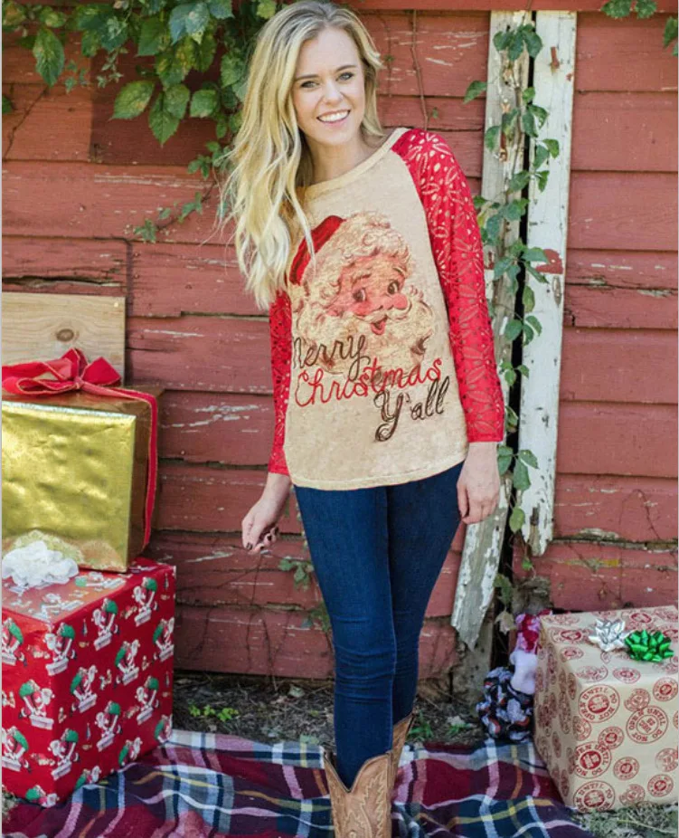 

clothes long sleeve t-shirts tee streetwear top merry christmas womens chic female tshirt t graphic tops chic tee punk shirt