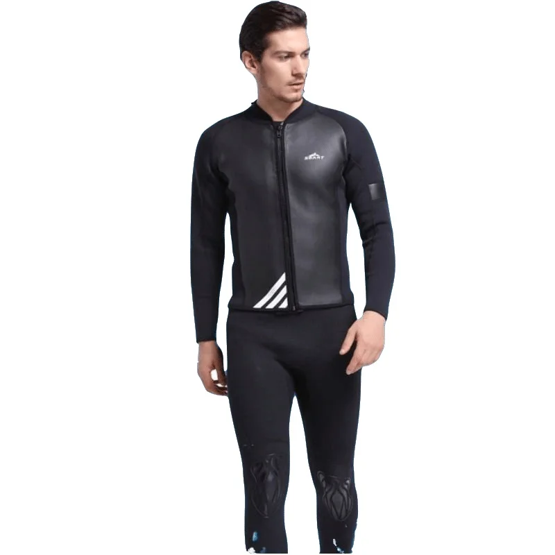 

2018 Men Wetsuit Two piece 2mm Neoprene Spearfishing Swimsuit Snorkeling Dive Surf Swim Suit Swimwear Long sleeve Beach Wear