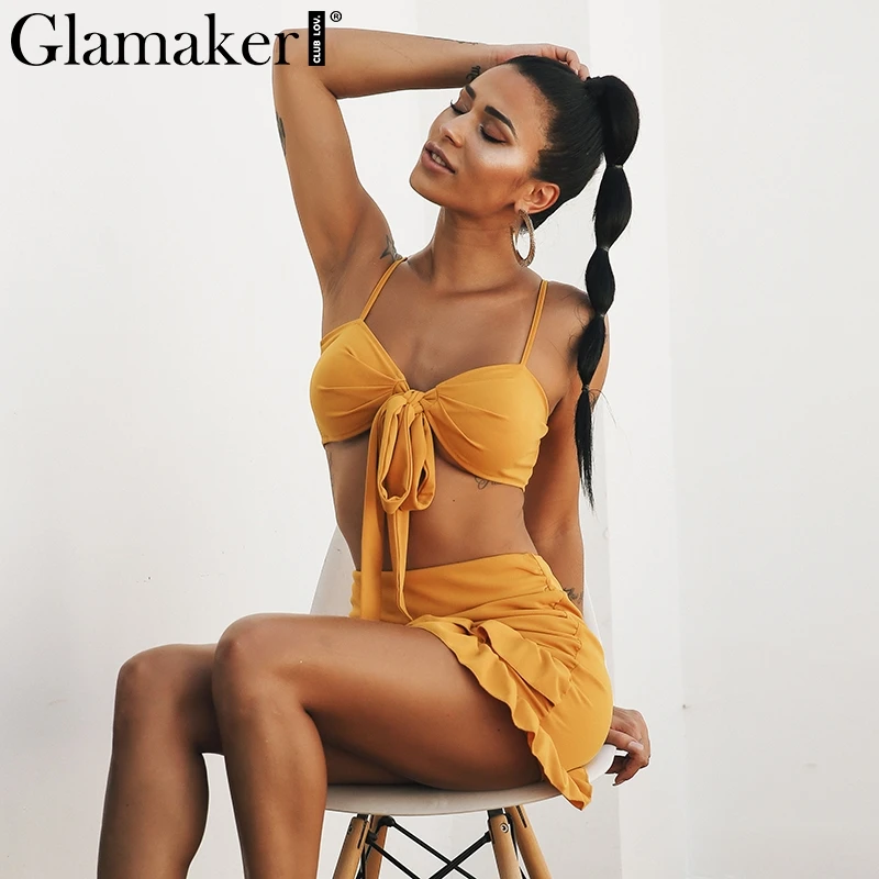 Glamaker/женское платье с оборками и бретелькой на шее vestidos сексуальные вечерние