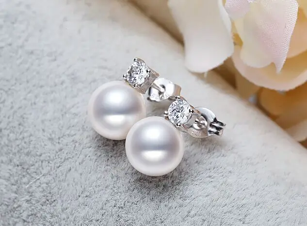 

charming a pair 10-11mm AAA south sea white round pearl dangle earrings silver