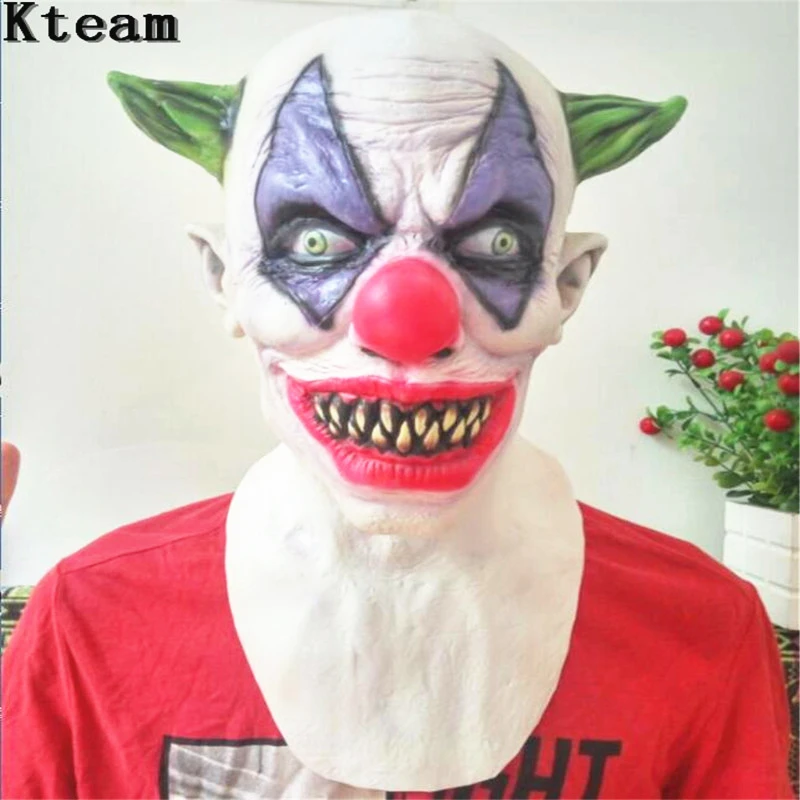 

Red Nose Scary Clown Mask Full Face Horror Masquerade Adult Ghost Party Joker Mask Halloween Props Costumes Fancy Dress clown