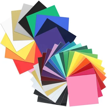 

Free Shipping Assorted random 24 Color Bundle Pack PU Heat Transfer Vinyl (HTV) Sheets 10'' x 12'' Easyweed Heat Transfer