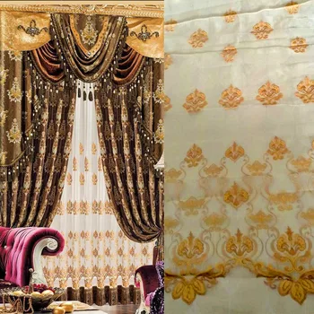 

tulle curtain firany Jacquard Gold balcony Romantic tull Golden Voile Transparent lace curtains tulle window curtain living room