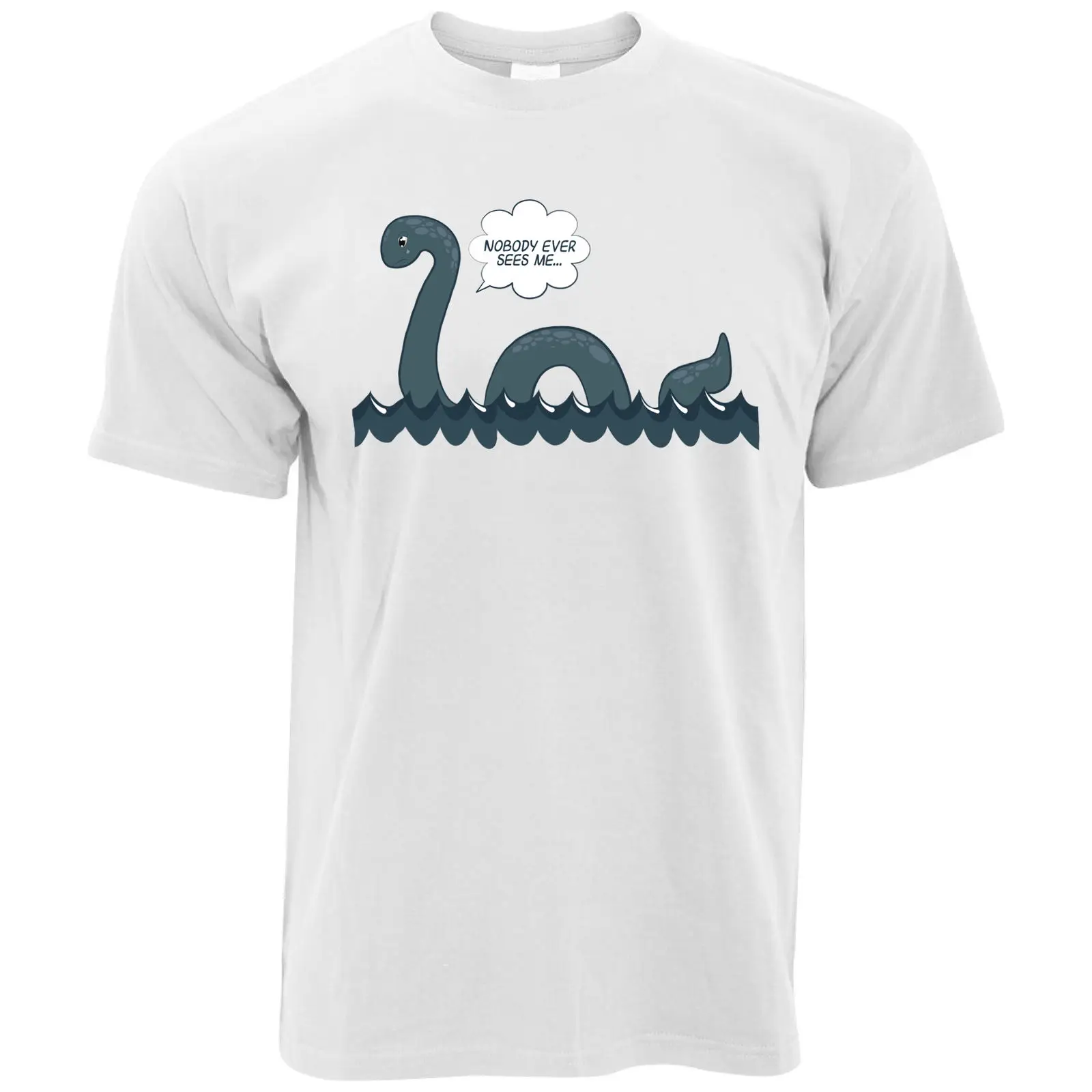 

Loch Ness Monster T Shirt Nobody Sees Me Joke Humor Nessie Myth Novelty Men Tops Tees 2019 Summer Fashion New