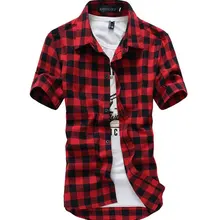 Лоскутное Рубашки в клетку г. Новые летние модные Chemise Homme Для мужчин s клетчатые рубашки футболка с коротким рукавом Для мужчин Блуза Camisa Masculina