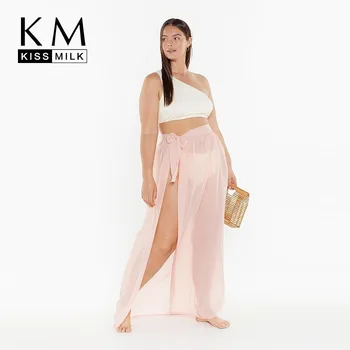 

Kissmilk Large Size Sexy Mesh Perspective Side Split Lace Beach Wind Smock Wholesale Plus Summer Women XXXL Skirt