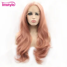 Imstyle Pink Wig Lace Front Wigs Synthetic Hair Lace Wig Long Natural Wavy Wigs For Women Heat Resistant Fiber Daily Wig Imstyle Pink Wig Lace Front Wigs Synthetic Hair Lace Wig Long Natural Wavy Wigs For Women Heat Resistant Fiber Daily Wig