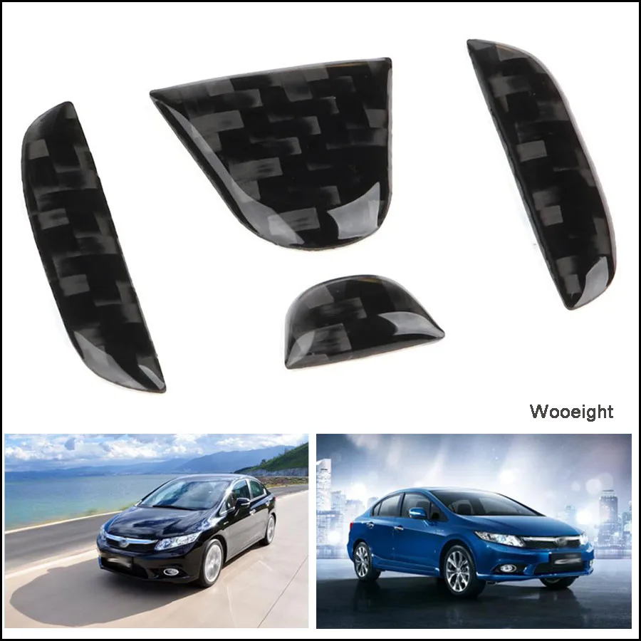 4Pcs Carbon Fiber Steering Wheel Badge Emblem Cover Sticker Car Styling Accessories For Honda Civic Accord Fit CRV CR-V 2016 (7)