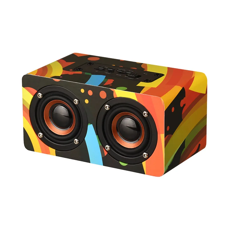 Fashion Colorful Graffiti Portable Speaker AUX Input 3.5mm Jack Wood
