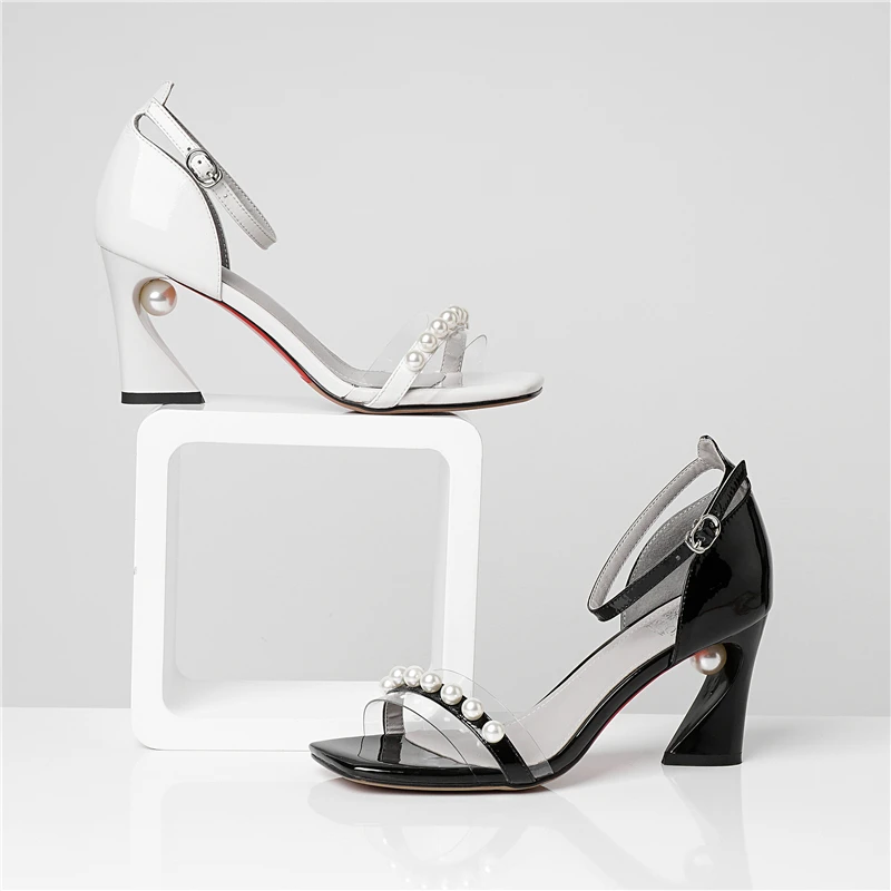 Verano Zapatos Moda Las blanco Señoras Esrfiyfe De Cuero Cadena Genuino Negro Sandalias 2019 Mujeres Casuales zqx1Rv