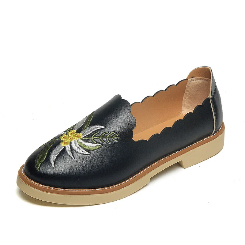 LISM/Женская обувь на плоской подошве; Новинка года; сезон весна-осень; удобная дышащая обувь с вышивкой для отдыха; обувь для отдыха в национальном стиле
