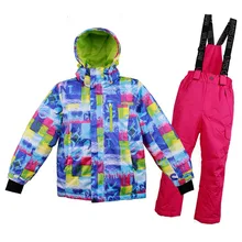 Новое поступление, детский лыжный костюм, непромокаемый лыжный костюм, теплый дышащий ветрозащитный модный лыжный костюм для детей
