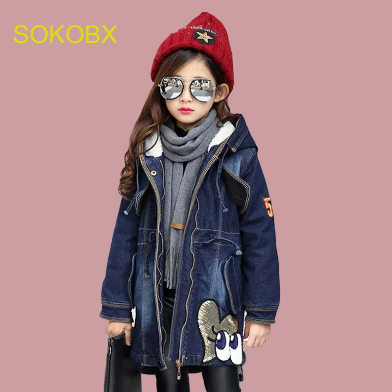

Girls Coat Autumn Winter 2017 Big Girls Jacket Fille Cartoon Trench Thicking Outerwear & Jacket Knitwear For Infant